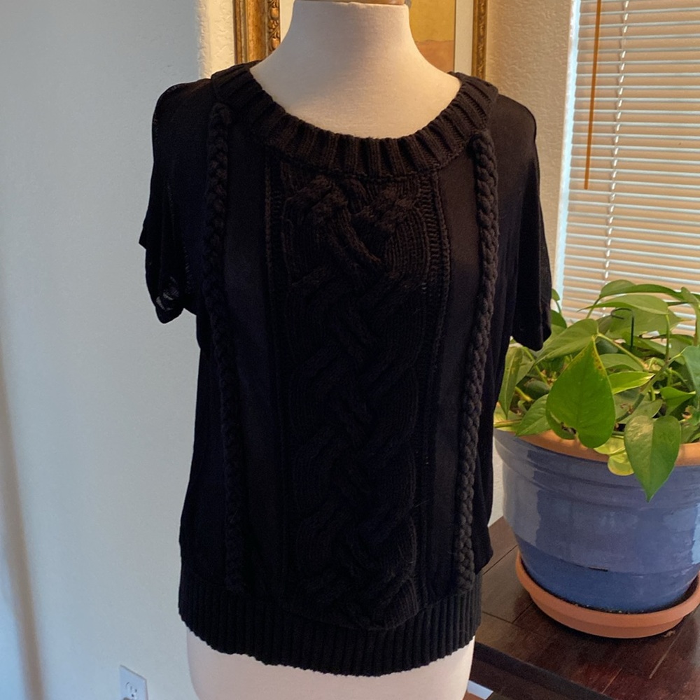 Diane Von Furstenberg Black sheer top with sweater front